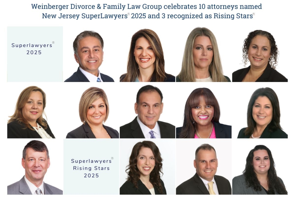 NJ Superlawyers 2025 and rising stars at Weinberger Divorce & Family Law Group - 10 Superlawyers and 3 Superlawyers rising Stars